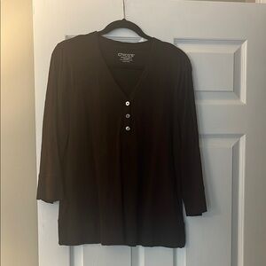 Chico's Brown Fitted 3/4 Sleeve Polo Blouse